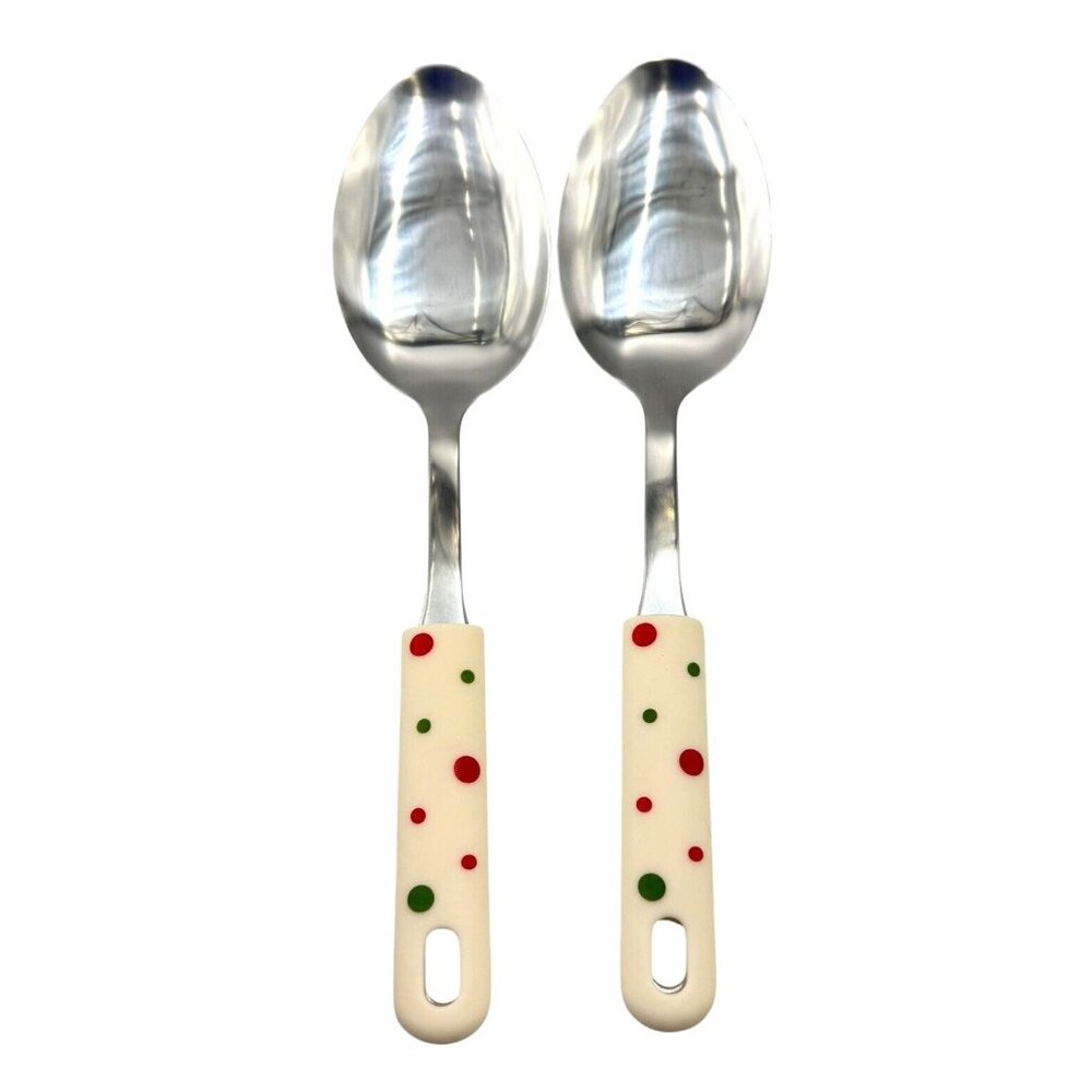 Temp-tations by Tara Serving Spoons Winter Whimsy Polka Dot Set of 2 Christmas